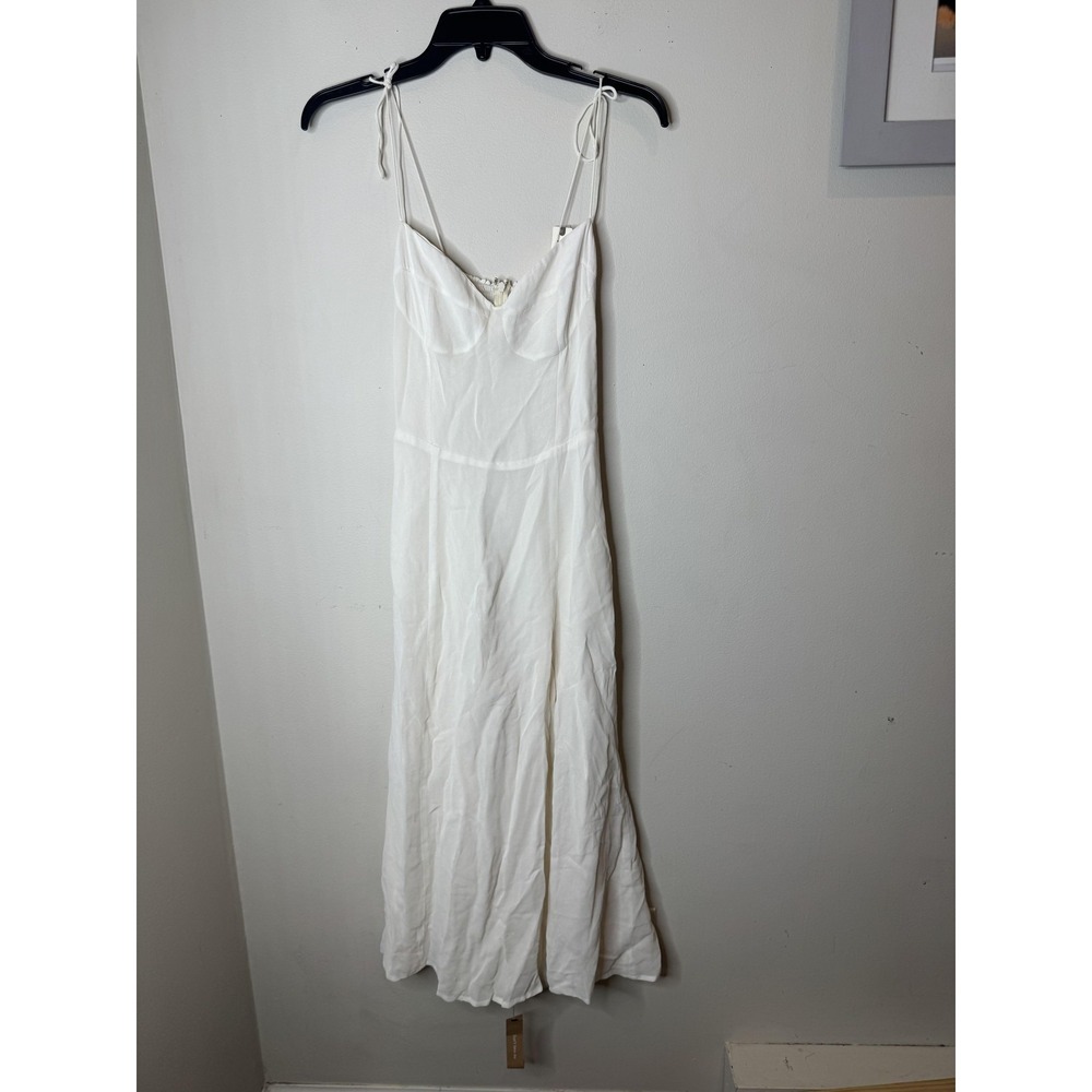 Reformation Dress Womens 6 White Sweetheart Slip‎ Maxi Smocked Tie Strap Bridal